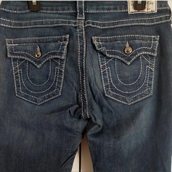 True Religion Vintage USA back flap Rhinestone Pockets Bootcut jeans 29 - Picture 3 of 11